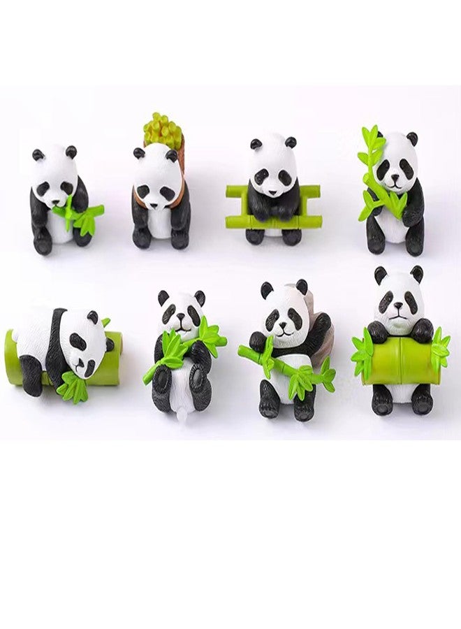 ALHBEJT 8Pcs Miniature Panda Figurines Resin Panda Statue Sculpture Landscape Decoration Mini Animals Miniature Figurines for Fairy Gardens, Micro Landscapes, Moss, Office Home Cake Decorations - Image 2